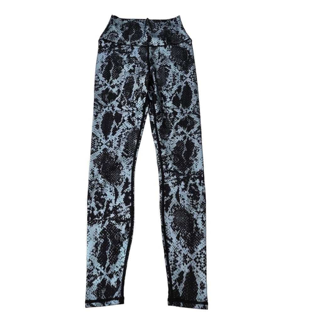 Carbon38 Leggings Womens XS Black Blue‎ Metallic Snake High-Rise Athleisure Yoga